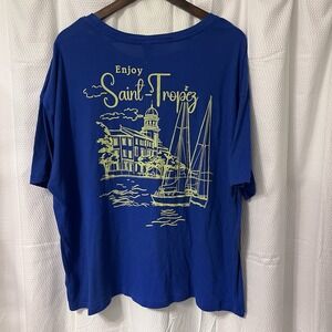 Wild Fable Women's XXL Saint Tropez Graphic Sailboat Tee Recycled Cotton EC